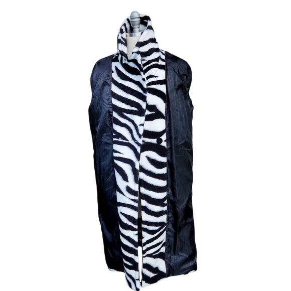 Rachel Roy Brushed Zebra Print Trench Wool Blend Coat M - Picture 8 of 14